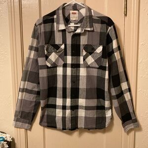 Levi’s Buffalo Plaid Men’s Long Sleeve Button Down Shirt Medium Black and Gray